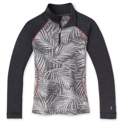 T-shirt fonctionnel femme Smartwool W Merino 250 Bl Pattern 1/4 Zip Boxed noir / gris LightGrayPinwheel