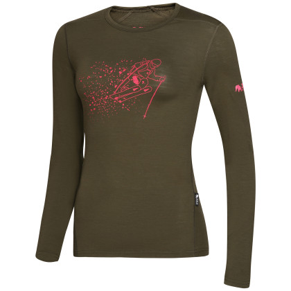 T-shirt femme Zulu Merino Skier 160 Long green Olive