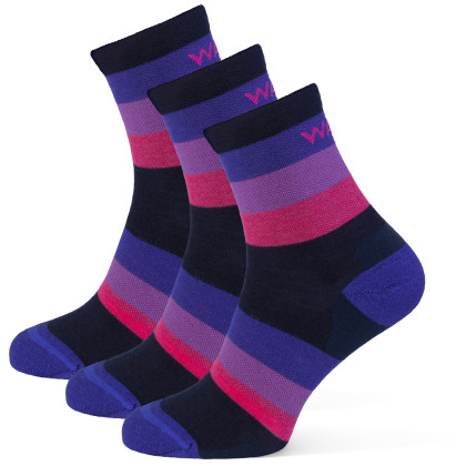 Chaussettes Warg Happy Merino W Mixed Stripes 3 pack bleu / violet Navy/Purple