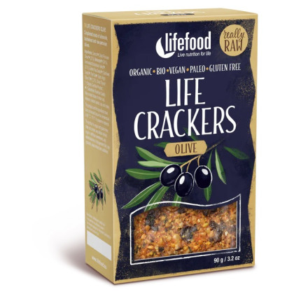 Crackers Lifefood LIFE CRACKERS Olivové RAW BIO 90 g brun