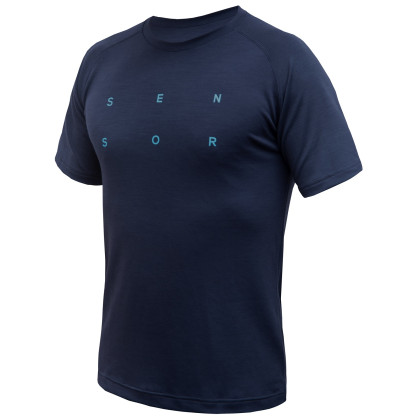 T-shirt fonctionnel homme Sensor Merino Blend Typo bleue deep blue