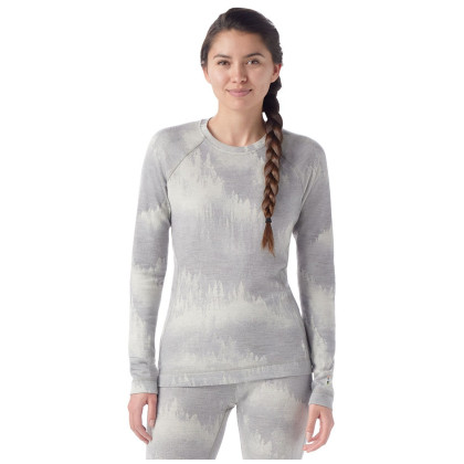 T-shirt fonctionnel femme Smartwool W Classic Thermal Merino BL Crew Boxed gris / blanc light gray foggy pines