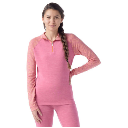 T-shirt fonctionnel femme Smartwool W Classic Thermal Merino Bl 1/4 Zip B rose / violet garden pink digi snow