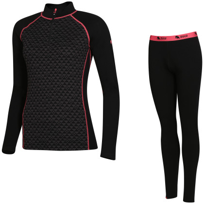 Sous-vêtements thermique femme Zulu Merino 240 Zip Long noir / rose Black/Pink