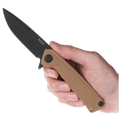 couteau pliant Acta non verba Z100 DLC Black / Plain edge, G10 Coyote / Liner Lock