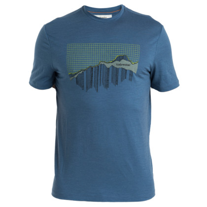 T-shirt homme Icebreaker Men Merino 150 Tech Lite III SS Tee Pinnacle Grid bleue Dawn