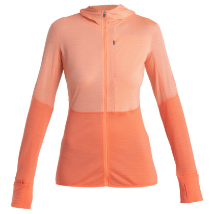 Veste polaire fonctionnelle femme Icebreaker Women Merino 200 Realfleece™ Descender LS Zip Hoodie orange Glow/Tang/Cb