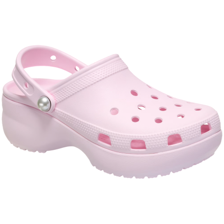 Pantoufles femme Crocs Classic Platform Pearl Clog rose clair Pink Milk