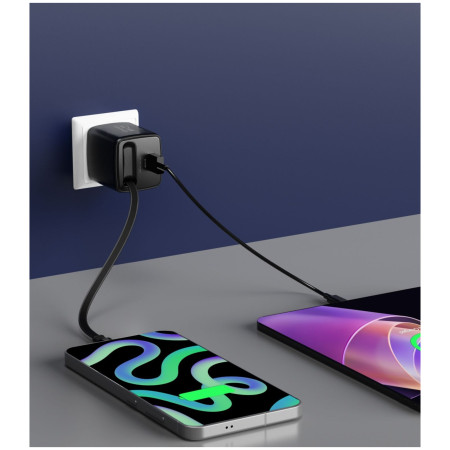 Adaptateur Swissten SlideCharge Gan 45W, 1X USB-A 18W + kabel USB-C 0,75 m