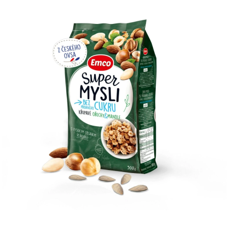 Muesli Emco Super muesli sans sucre ajouté, noix et amandes 500g