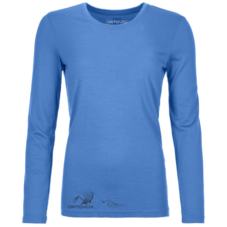 T-shirt femme Ortovox 185 Merino Logo Spray Ls W bleue sky blue