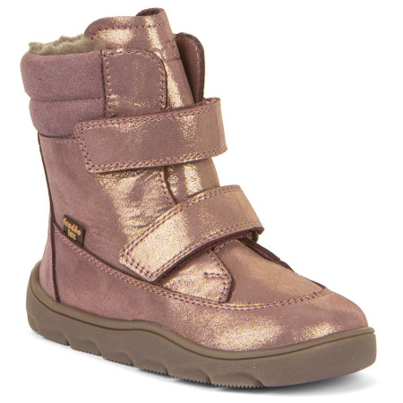 Bottes d'hiver enfant Frodo Barefoot Zeru Tex Winter Pink/Gold rose / jaune pink/gold