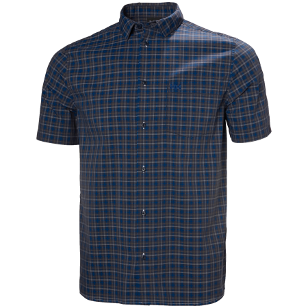 Chemise homme Helly Hansen Fjord Qd Ss Shirt 2.0 bleu foncé Navy Vika Micro Plaid