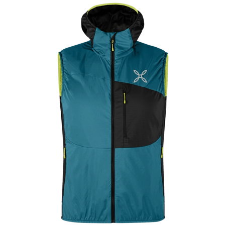 Gilet homme Montura Traccia Octa Hooded Vest noir /turquoise SteelBlue/SunnyLime