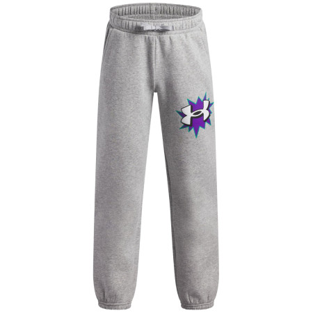 Pantalon enfant Under Armour UA B Rival FLC Graphics Jgr Mod Gray Light Heather gris / blanc Mod Gray Light Heather / / White