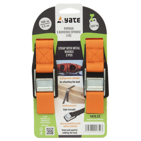 Sangle Yate s kovovou sponou 2,5x300 orange