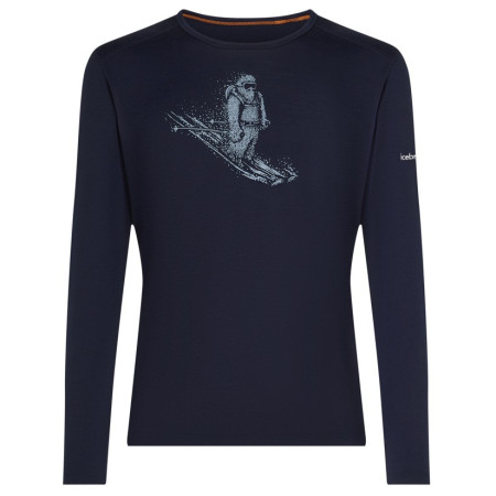 T-shirt fonctionnel homme Icebreaker Men Merino 200 Oasis LS Crewe SkiingYeti bleu foncé Midnight Navy