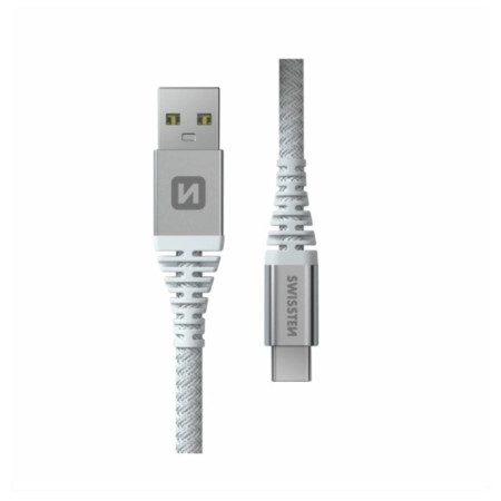 Câble Swissten Kevlar USB / USB-C 1,5 m blanc white