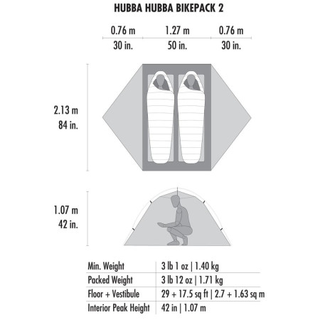 Tente ultra-légère MSR Hubba Hubba Bikepack 2