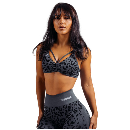 Soutien-gorge sport Nebbia Medium Support Leopard Sports Bra Primal noir BLACK LEOPARD