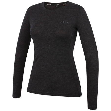 T-shirt femme MOOA MerinoSilk 160 long noir black melange