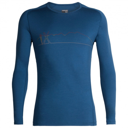 T-shirt homme Icebreaker Mens 200 Oasis Deluxe Raglan LS Crewe Single Line Ski bleue PrussianBlue