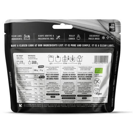 Repas déshydraté Lyo food Raspberry Millet Porridge