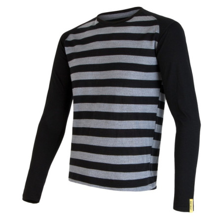 T-shirt fonctionnel homme Sensor Merino Wool Active manche longue noir / gris BlackStripes