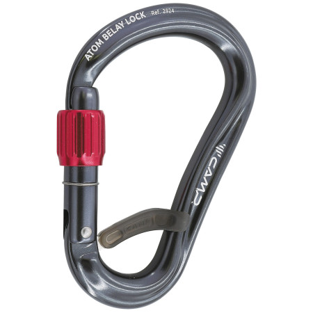 Mousqueton Camp Atom Belay Lock gris / rouge Gun Metal