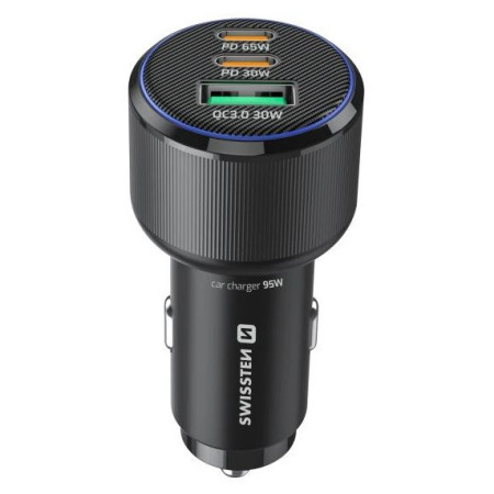 Adaptateur Swissten Car Charger 2x USB-C PD + USB-A, 95 W + cabel USB-C / USB-C, 1 m