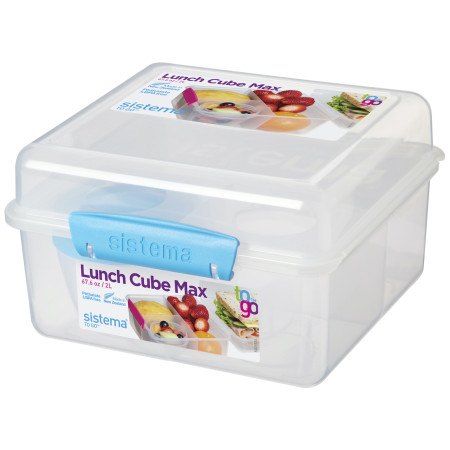 Boîte aliments Sistema Lunch Cube Max with Yogurt Pot bleue
