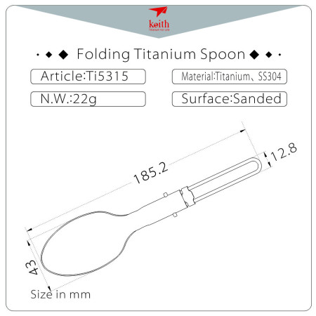 Cuillère Keith Titanium Folding Titanium Spoon