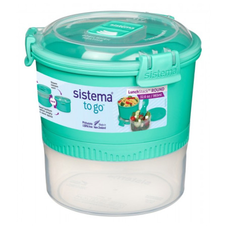 Boîte aliments Sistema Round Lunch Stack TO GO 965ml turquoise mint
