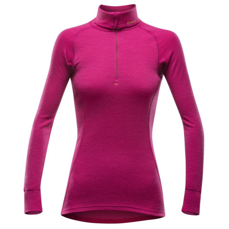 T-shirt femme Devold Duo Active Woman Zip Neck rouge / rose Cerise