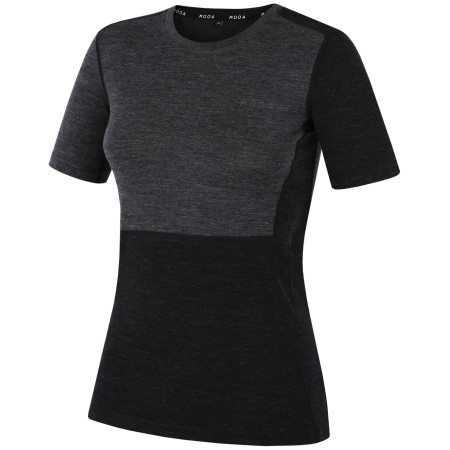 T-shirt femme MOOA MerinoSilk Block 160 short noir black melange