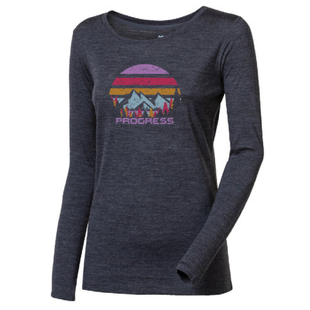 T-shirt fonctionnel femme Progress Hela "Landscape" gris šedý melír