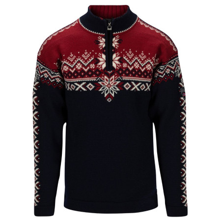 Chandail homme Dale of Norway 140th Anniversary Masc Sweater bleu foncé Navy Redrose Offwhite