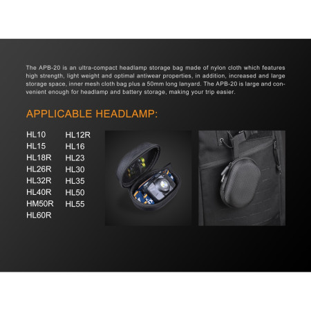 Mallette Fenix Étui APB-20 pour lampes frontales Fenix