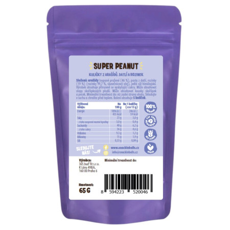 Barre energétique SNACKin BALLS Super Peanut 65 g