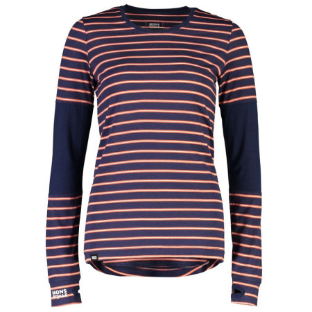 T-shirt fonctionnel femme Mons Royale Cornice LS bleue / rouge AlpineStripe