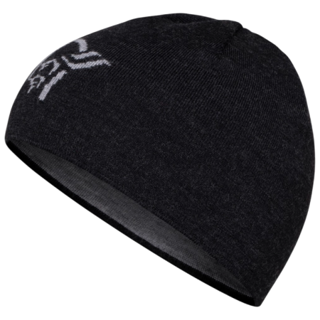 Bonnet Norrona 29 light merinoUll logo Beanie noir Caviar Melange