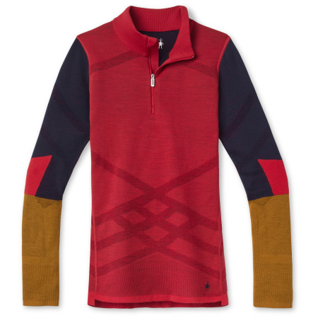 T-shirt fonctionnel femme Smartwool W Intraknit Merino 200 Colorblock 1/4 Zip rouge pomegranate
