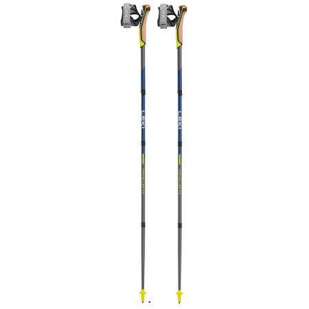 Bâtons randonnée Leki Traveller FX.One Carbon girs silvergray-midnightblue dark metallic-neonyellow