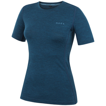 T-shirt femme MOOA MerinoSilk 160 short bleu lagoon blue melange