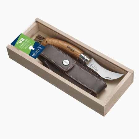 Couteau Opinel VRI N°08 Couteau champignon chêne + étui + coffret bois
