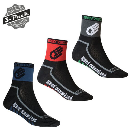 Chaussettes Sensor 3-Pack Race Lite Hand vert black, red, blue