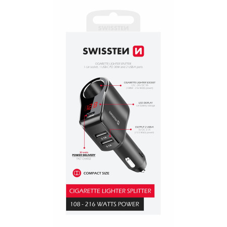 Adaptateur voiture Swissten Car Adapter Compact 108W - 216W
