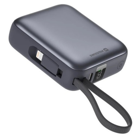 Banque d'énergie Swissten 10000 mAh USB-C / Lightning noir black