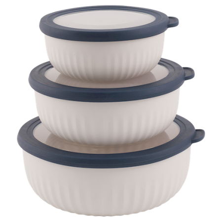 Jeu de bols Outwell Cookout Bowl Set with Lids beige / bleu Blue & Grey