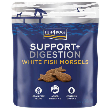 Friandises pour chiens Fish4Dogs Digestion White Fish Morsels 225g